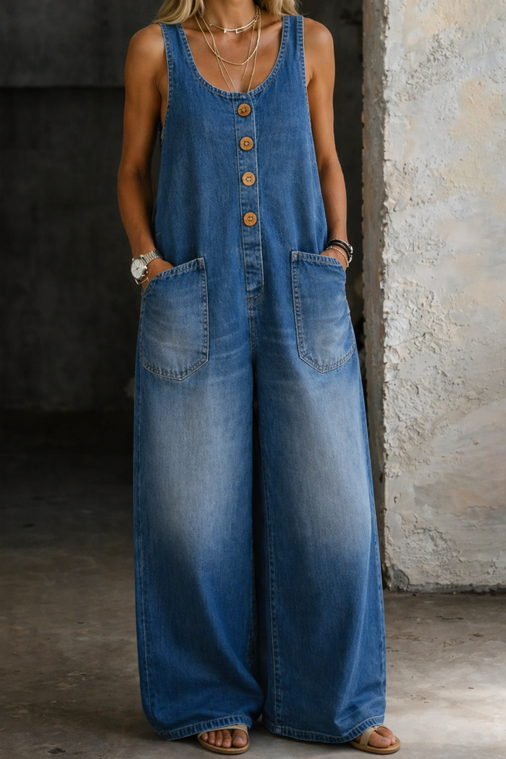 Saylor | Salopette en denim vintage délavé en coton