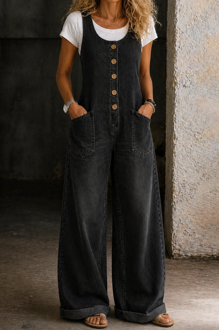 Bethany | Salopette en denim vintage en coton lavé