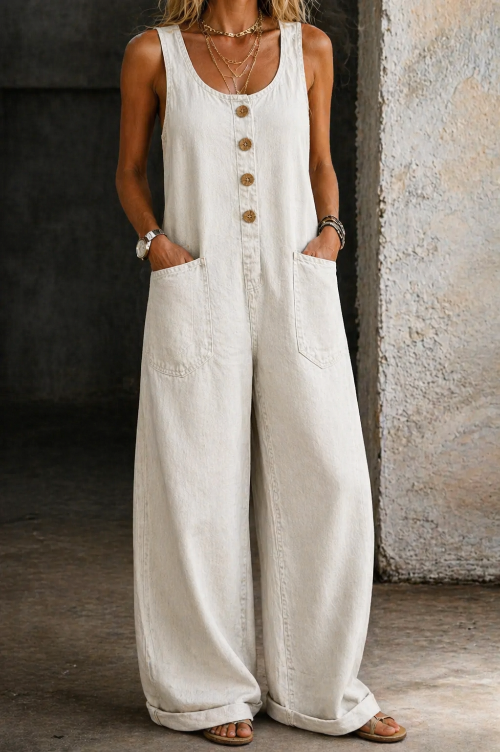 Willy | Salopette en denim vintage en coton lavé