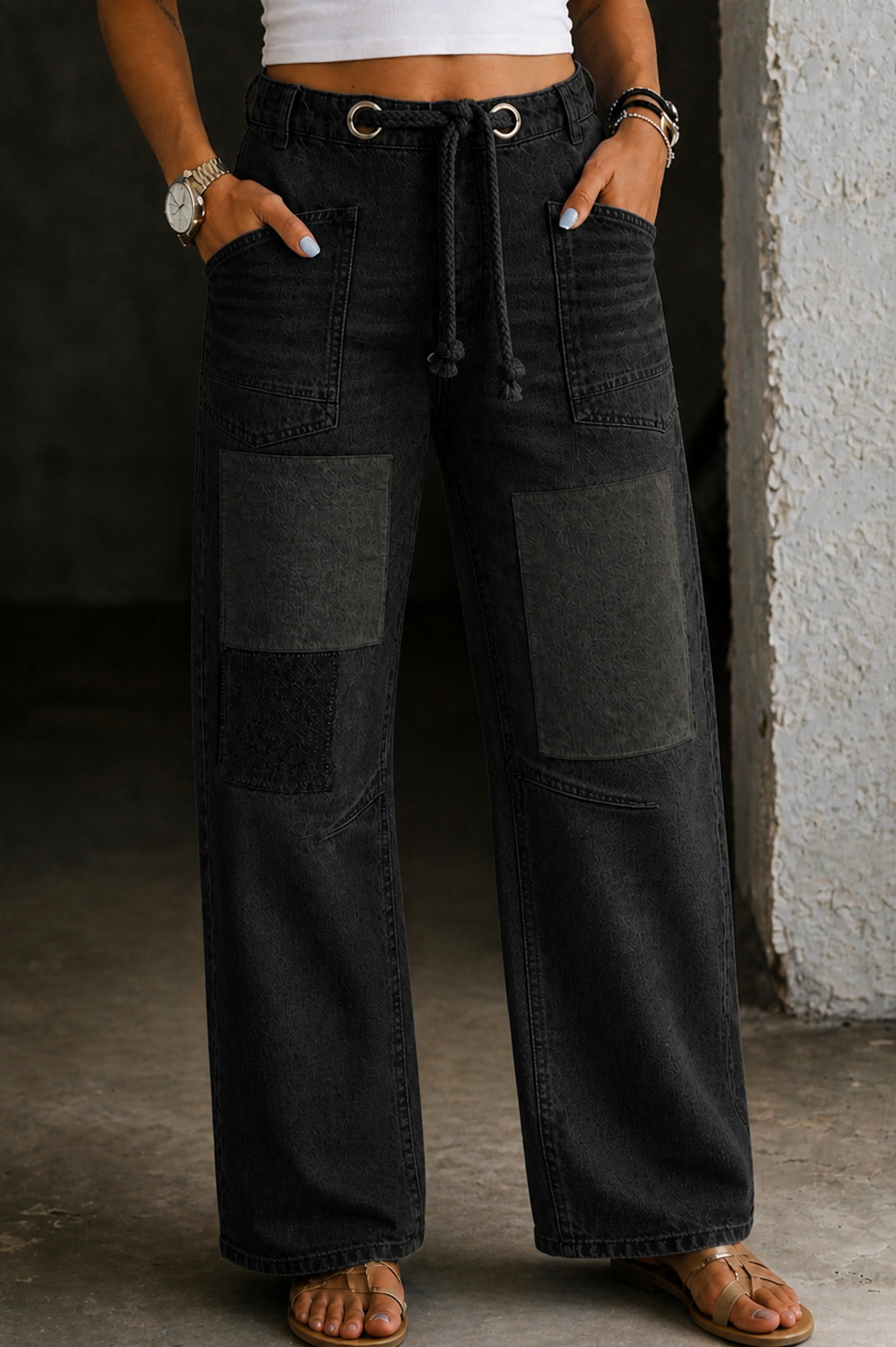 Margaret | Pantalon en patchwork avec cordon de serrage