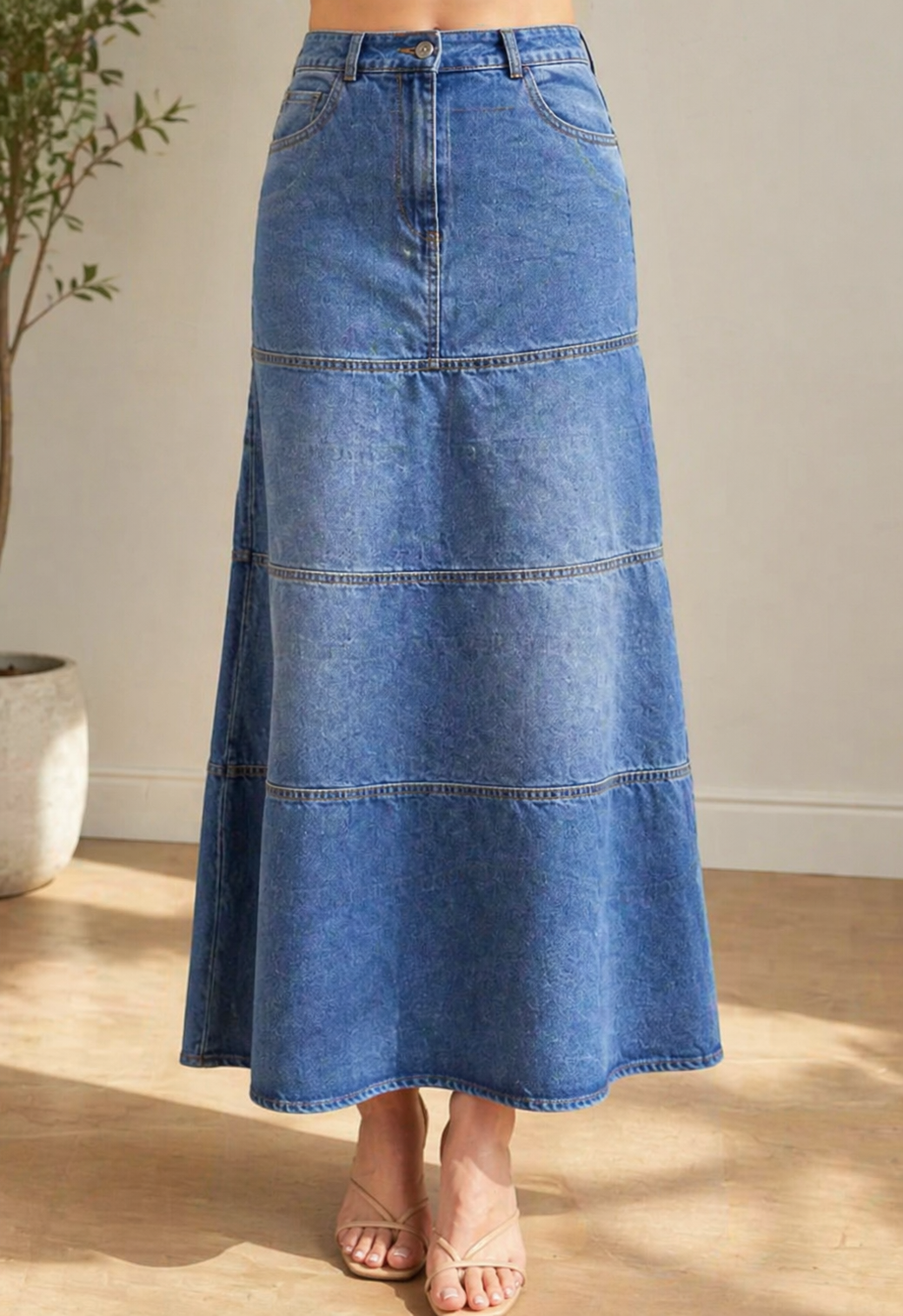 Mary | Mi-Longue Jupe en Jean