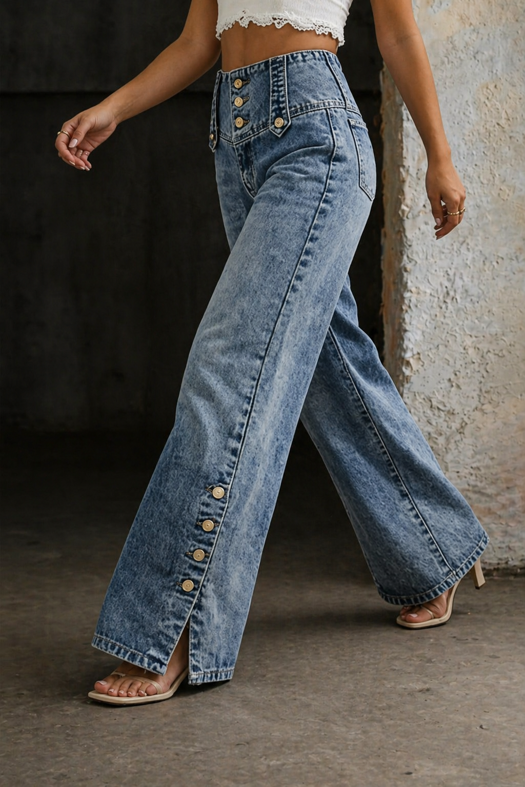 Mia | Jeans Taille Haute avec Fentes