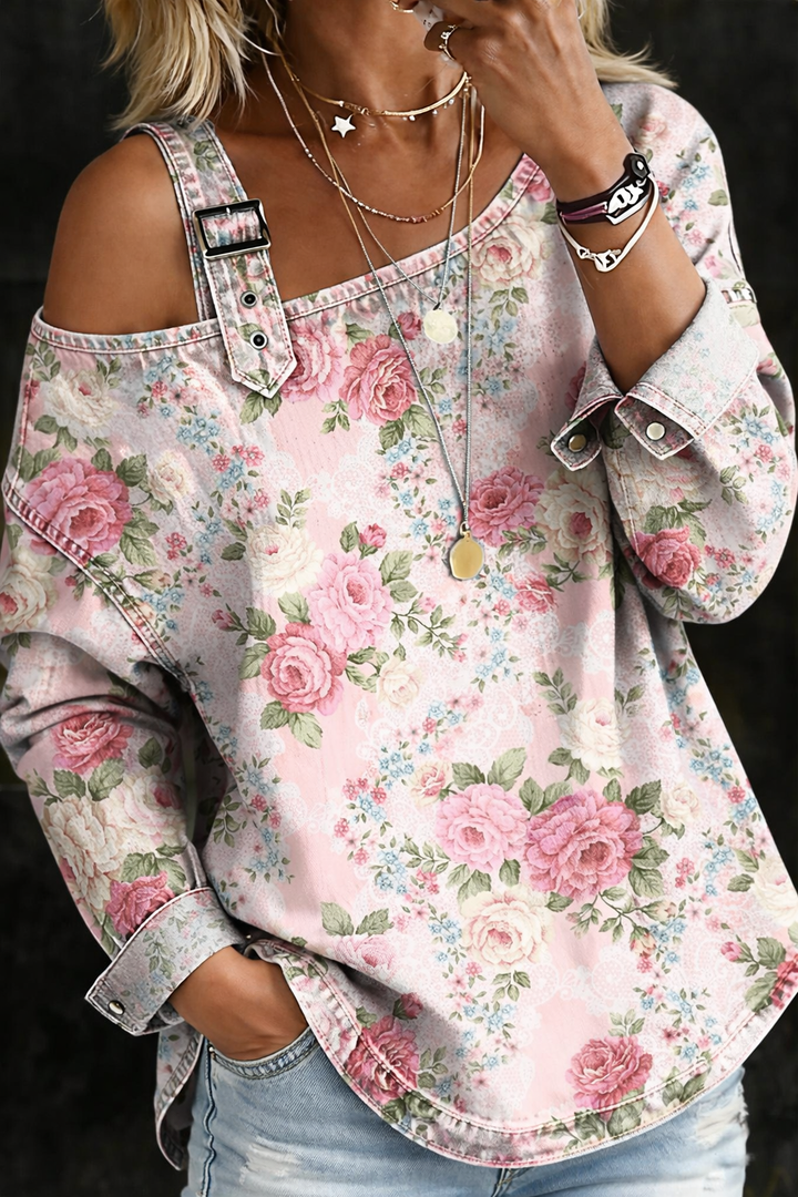 Brooklyn | Jean Dress with Floral Collar