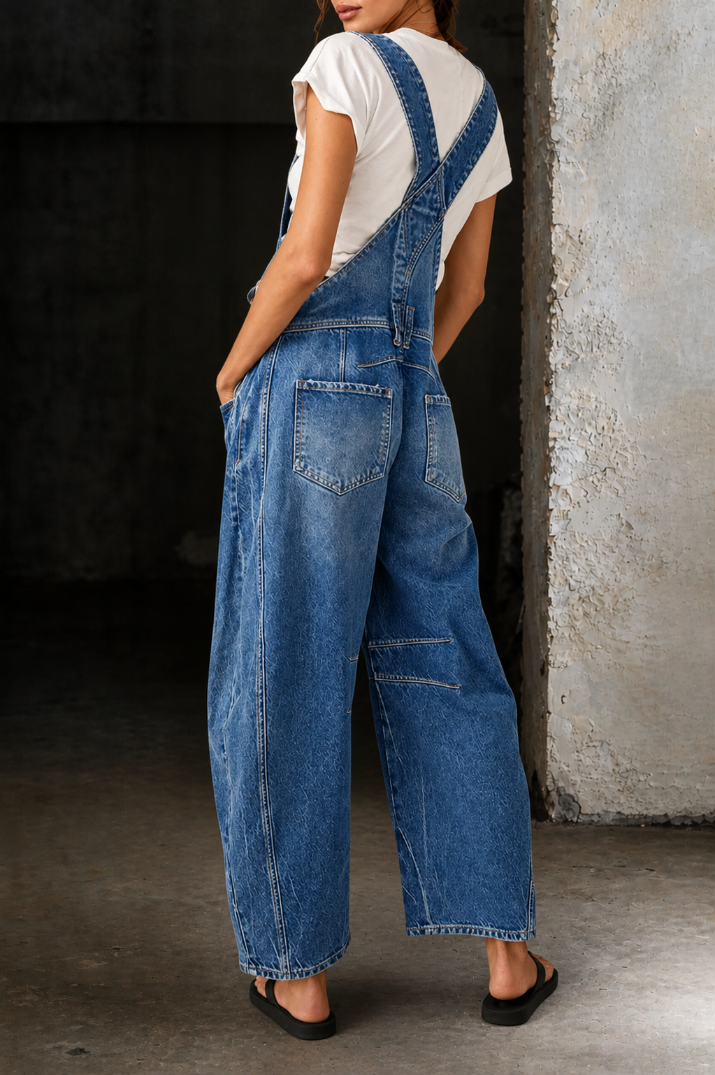 Lauren | Salopette en denim à coupe évasée