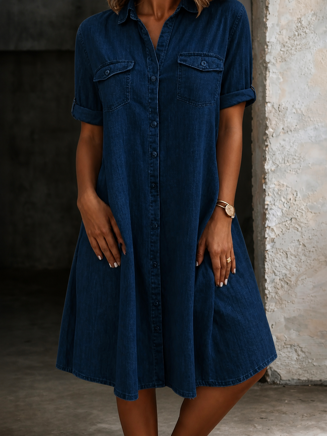 Patricia | Robe Midi en Jean au Style Décontracté