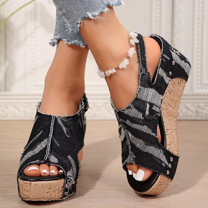 Deni | Sandales Wedge à Talon