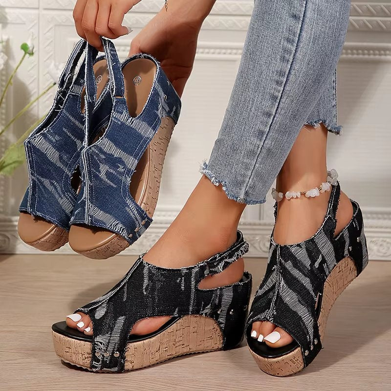 Deni | Sandales Wedge à Talon
