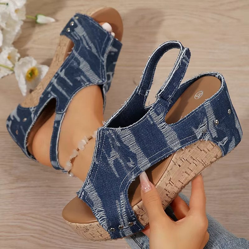 Deni | Sandales Wedge à Talon