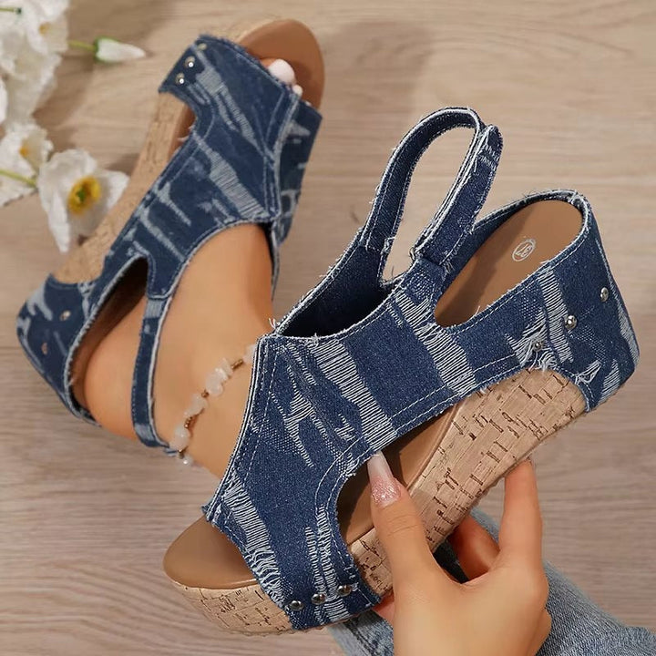 Deni | Sandales Wedge à Talon
