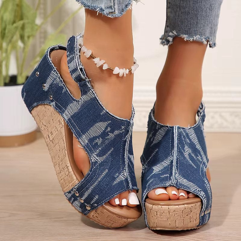 Deni | Sandales Wedge à Talon