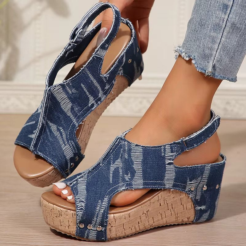 Deni | Sandales Wedge à Talon