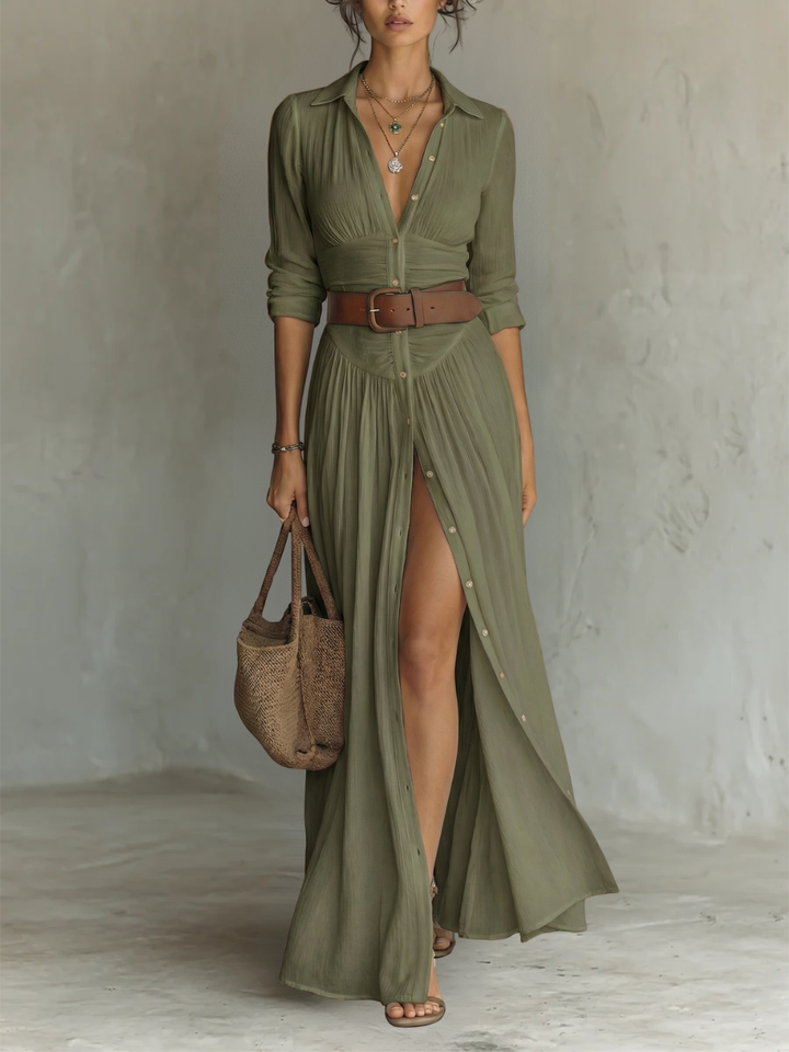 Daria™ | Robe Maxi Boutonnée Élégante