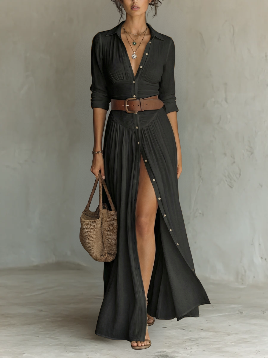 Daria™ | Robe Maxi Boutonnée Élégante