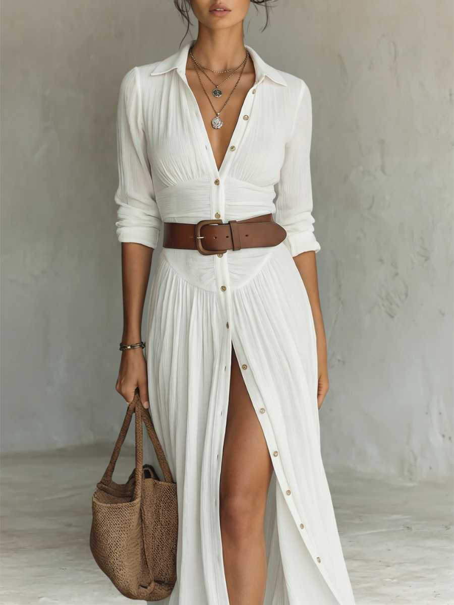 Daria™ | Robe Maxi Boutonnée Élégante