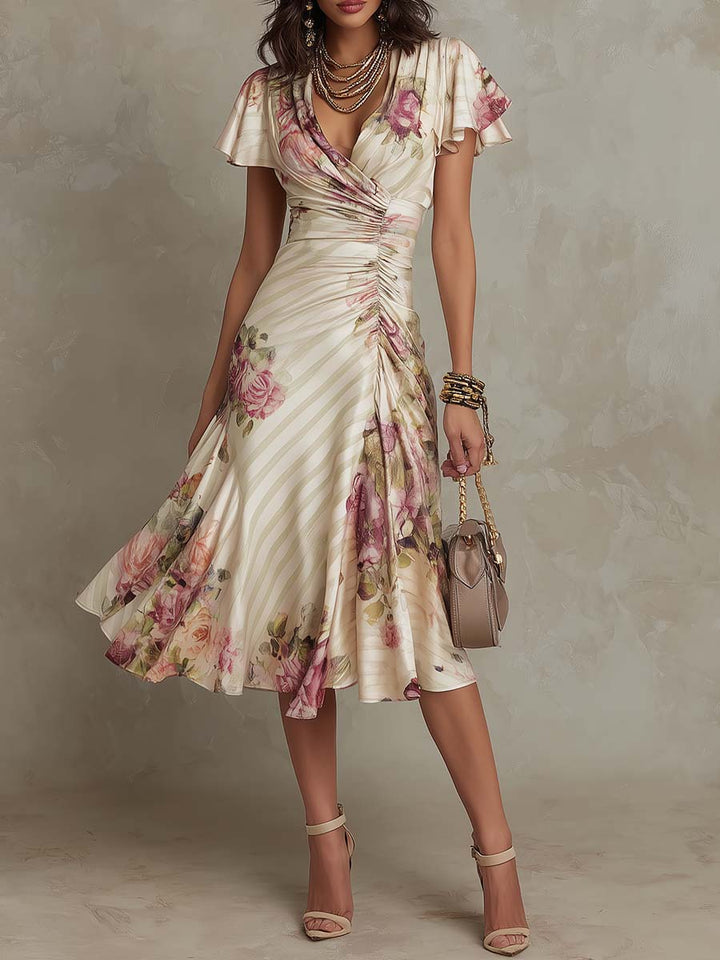 Rosaline | Robe midi fleurie portefeuille