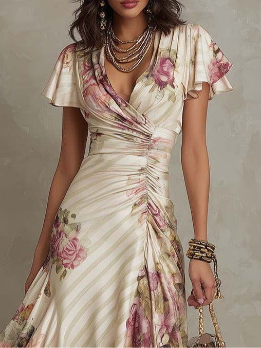 Rosaline | Robe midi fleurie portefeuille