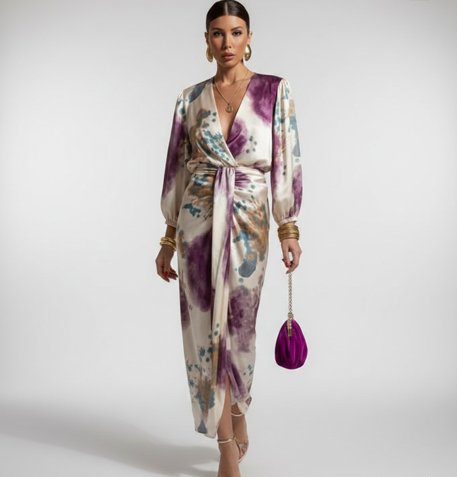 Soléa | Robe élégante imprimée à taille nouée