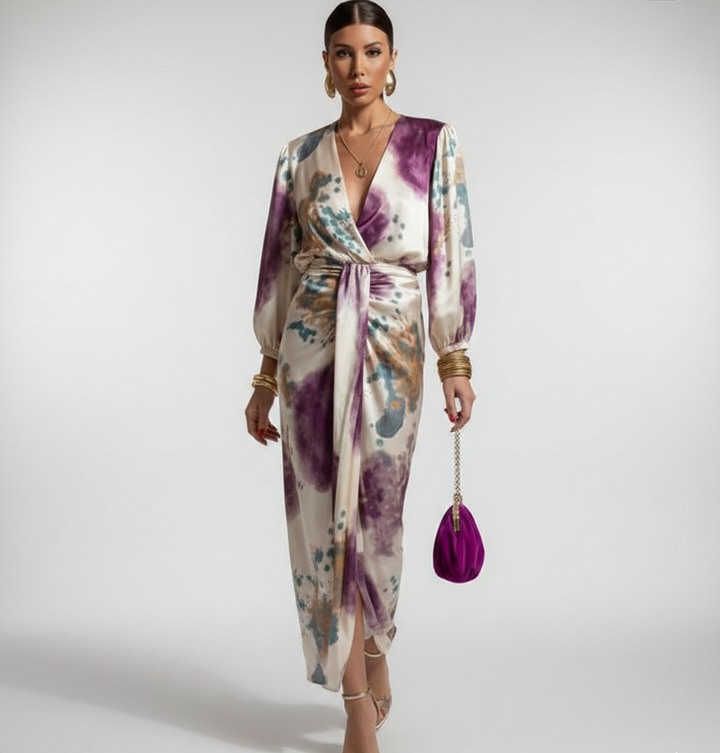 Soléa | Robe élégante imprimée à taille nouée
