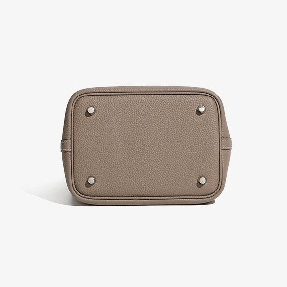 Sac cabas en cuir véritable pour femme avec boucle argentée