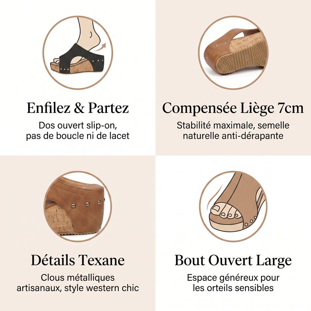 Veloria | Sandales compensées ouvertes style décontracté