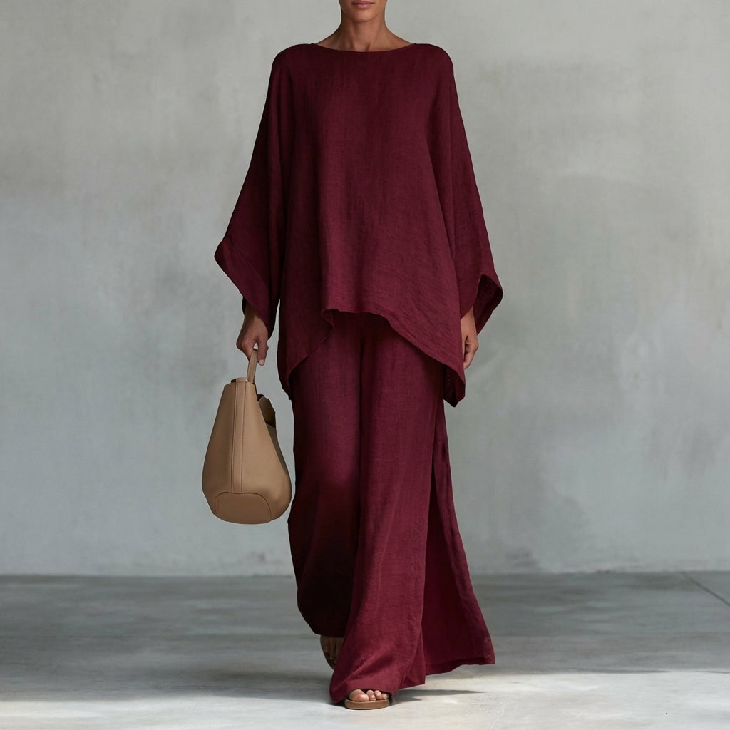 Cristina | Ensemble Deux Pièces à Manches Longues et Pantalon Évasé