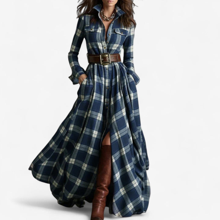 Hayden Barbara | Robe longue intemporelle à carreaux