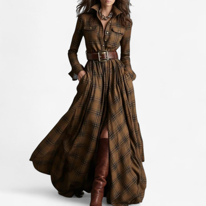 Hayden Barbara | Robe longue intemporelle à carreaux