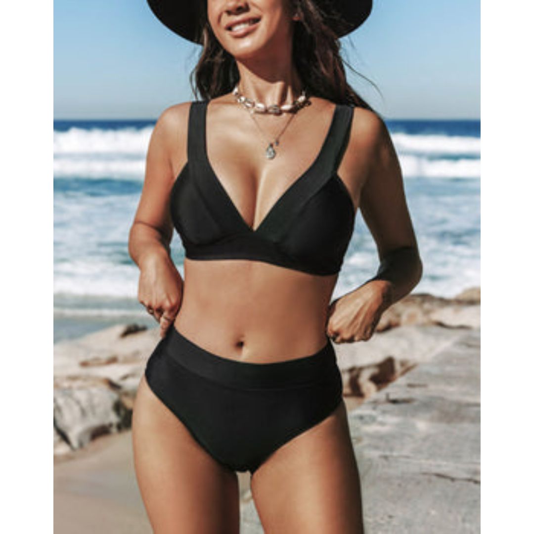 Hilde - Maillot de bain uni à col montant
