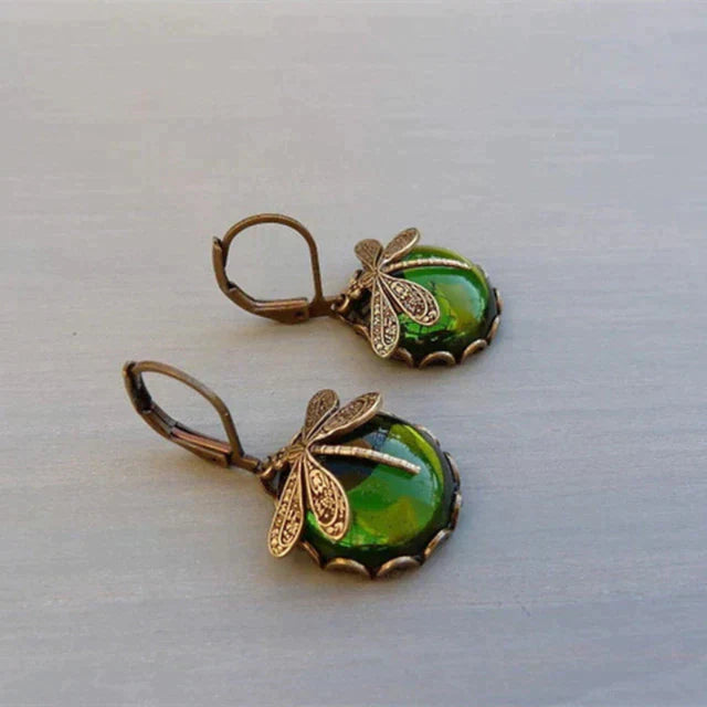 TAMARA™ - Boucles d'oreilles libellules sphériques en or antique