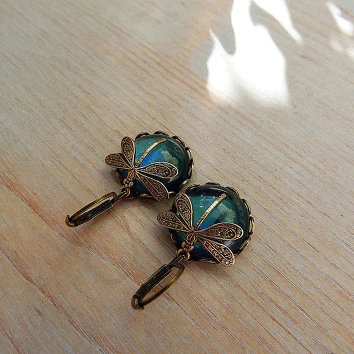 TAMARA™ - Boucles d'oreilles libellules sphériques en or antique