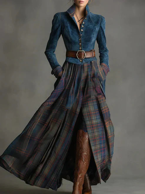 Adelaide | Robe longue à carreaux élégante