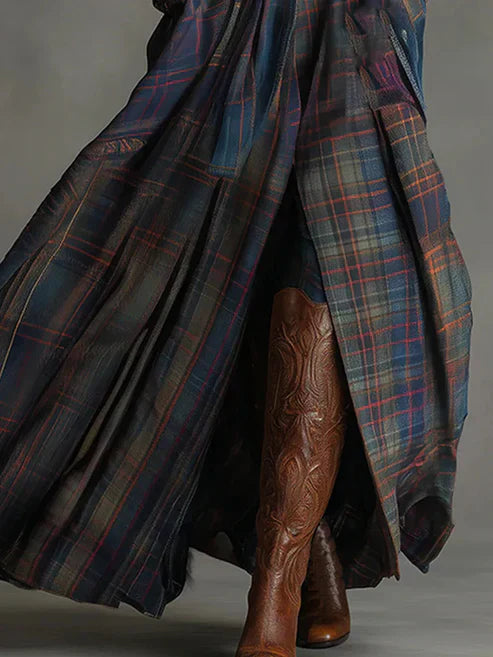 Adelaide | Robe longue à carreaux élégante