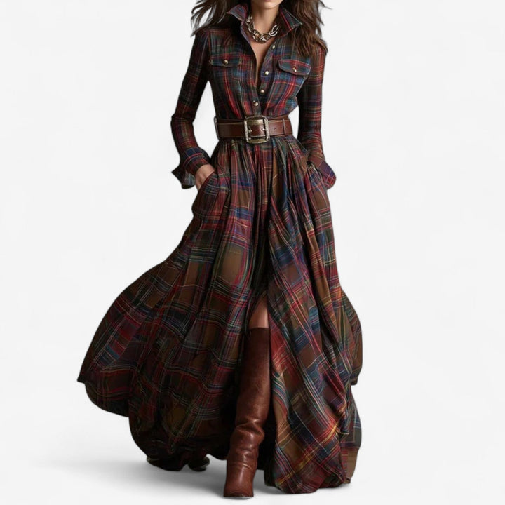 Hayden Barbara | Robe longue intemporelle à carreaux