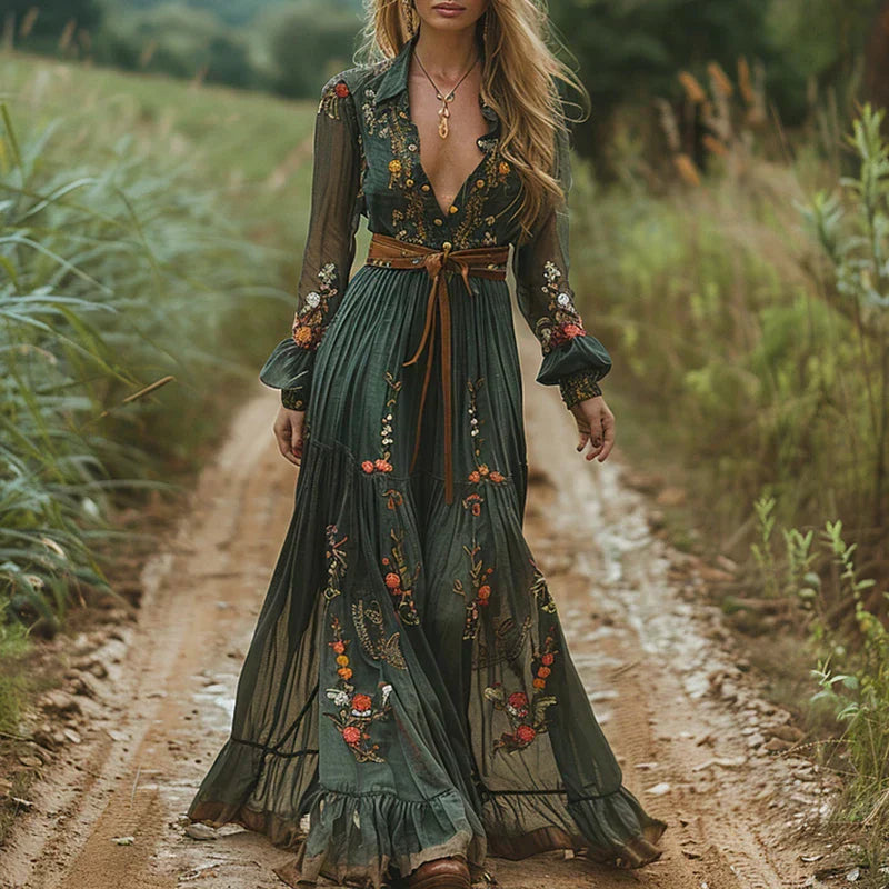 Robe longue bohème à fleurs Amelia Auré