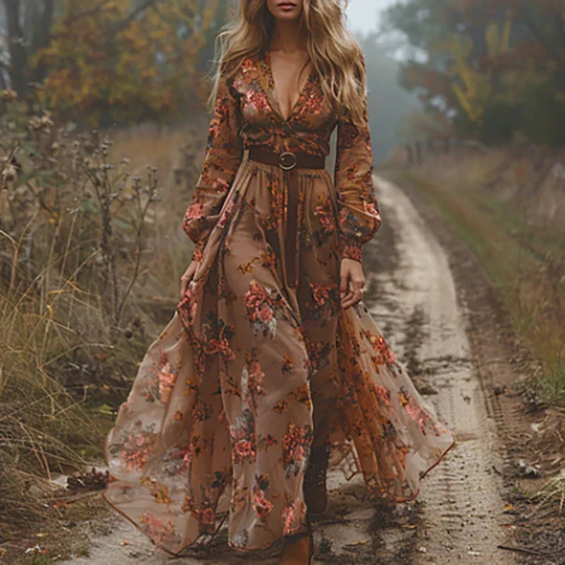 Robe longue bohème à fleurs Amelia Auré