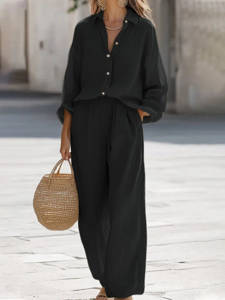 Giuseppe | Ensemble d'été femme en coton et lin élégant