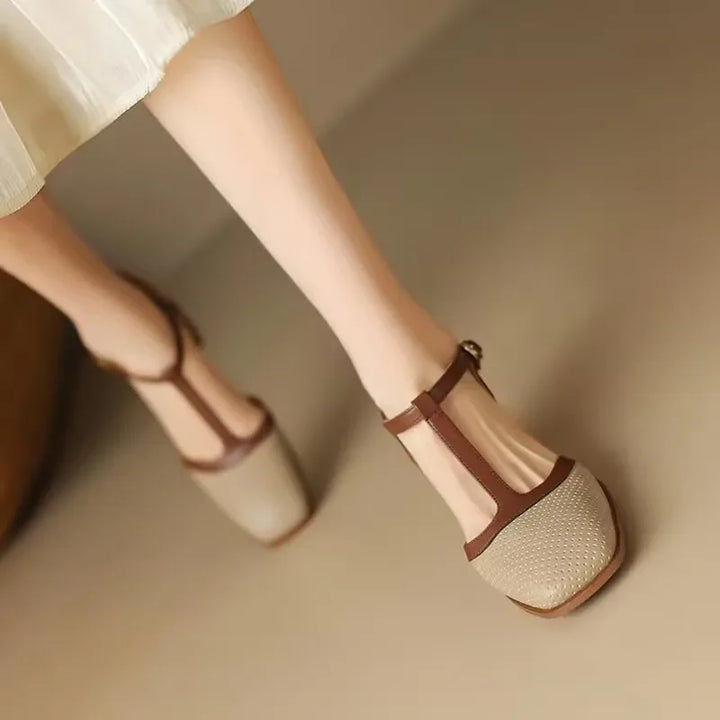 Chaussures Isava à talon mi-haut en cuir véritable