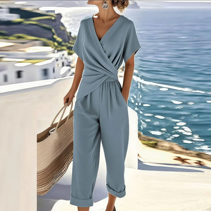 Elvéra | Combinaison fluide col croisé taille nouée