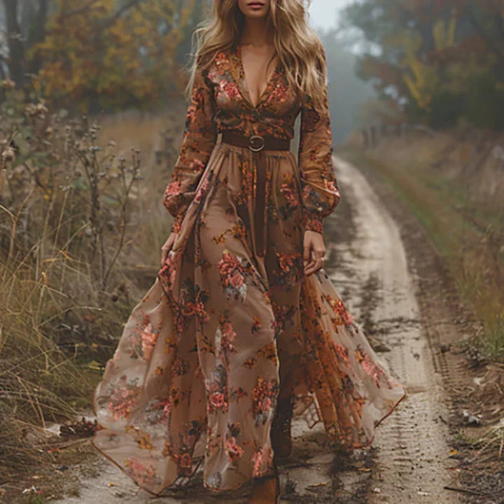 Robe longue bohème à fleurs Amelia Auré