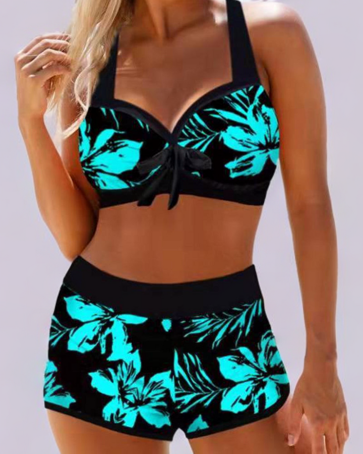 Sherrie - Hauts Maillots de Bain à Taille Élevée avec Motif Floral