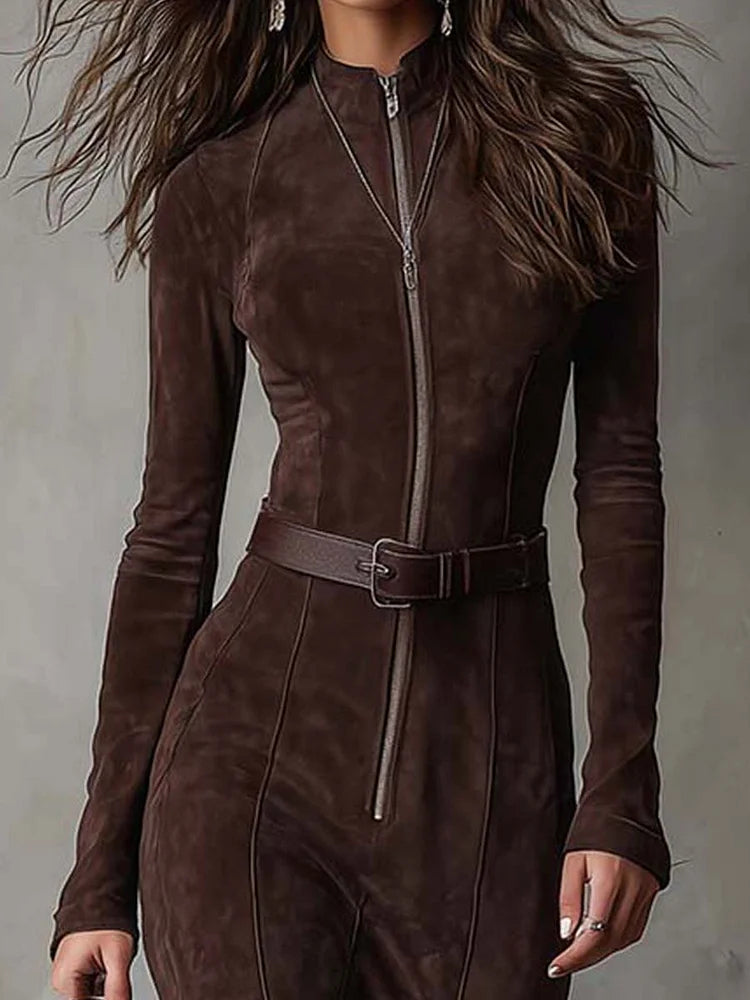 Aradia | Robe longue en suédine de luxe