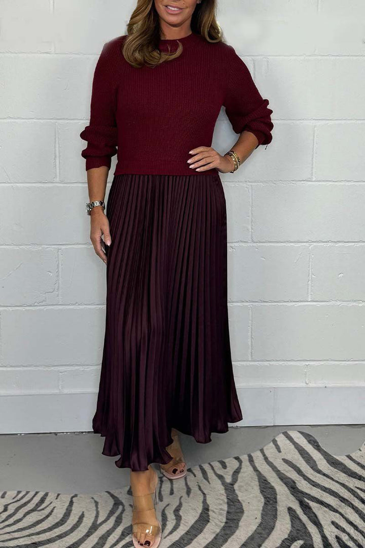 Claudia - Robe longue avec pull et jupe plissée