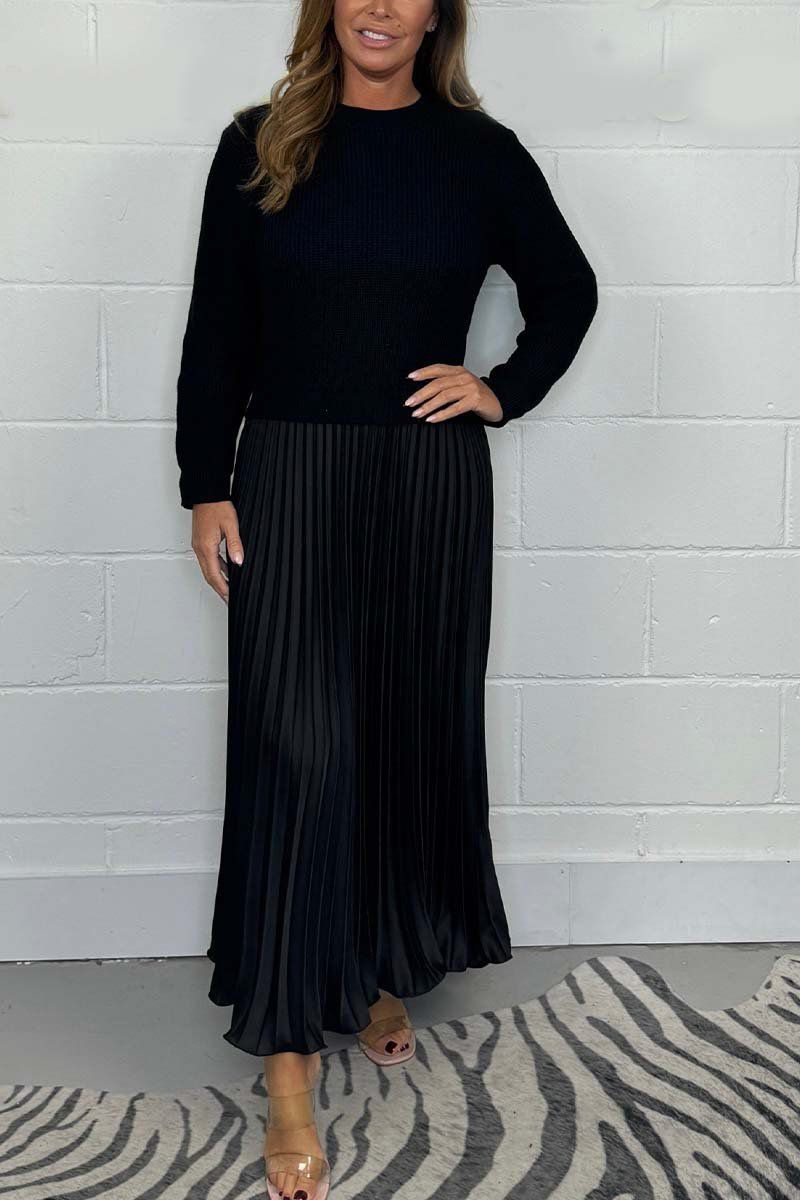 Claudia - Robe longue avec pull et jupe plissée
