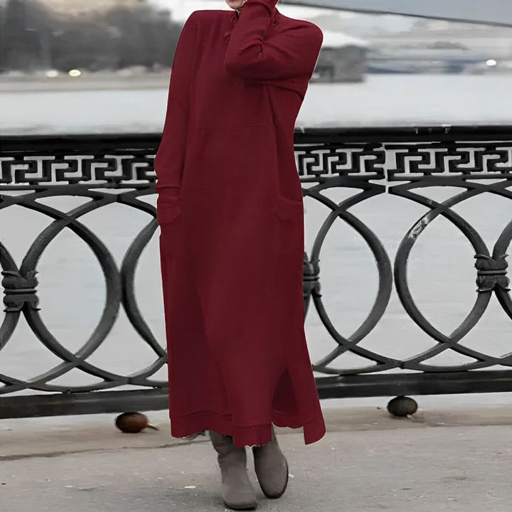 Robe longue en maille Mara – Robe d'hiver oversize confortable à manches longues