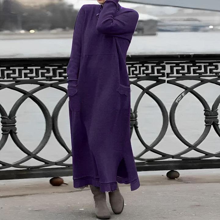 Robe longue en maille Mara – Robe d'hiver oversize confortable à manches longues