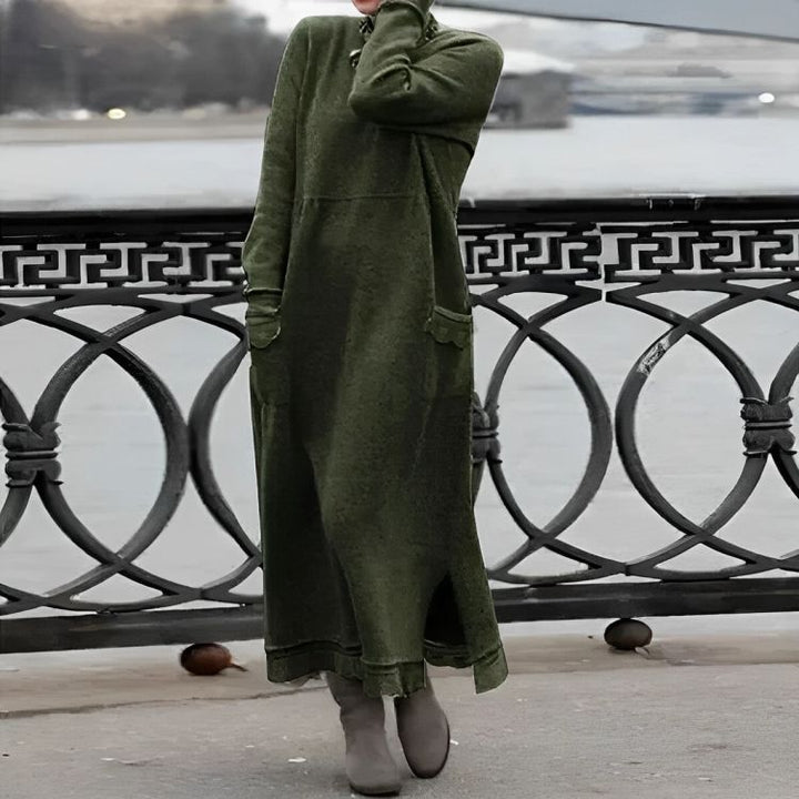 Robe longue en maille Mara – Robe d'hiver oversize confortable à manches longues