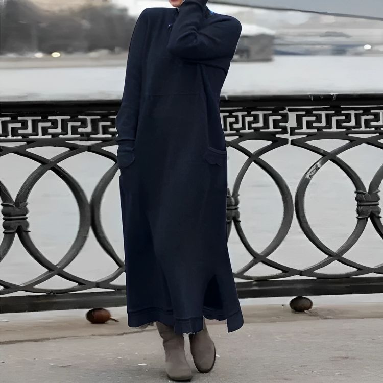 Robe longue en maille Mara – Robe d'hiver oversize confortable à manches longues