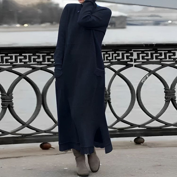 Robe longue en maille Mara – Robe d'hiver oversize confortable à manches longues