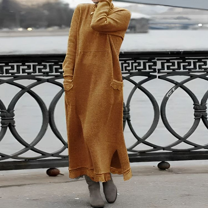 Robe longue en maille Mara – Robe d'hiver oversize confortable à manches longues