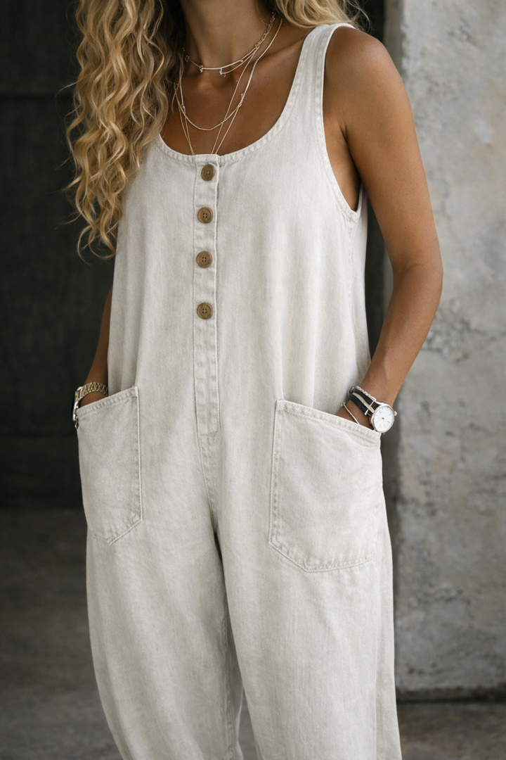 Willy | Salopette en denim vintage en coton lavé